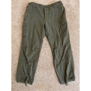 Military Men's Cargo Pants Large Regular Green Ripstop Button Fly Tactical Flaw
